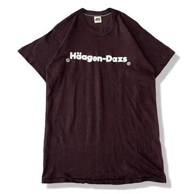 70s Haagen-Dazs Promo T-Shirt Chocolate Brown Gold  S Vintage USA Used - Image 1 of 4