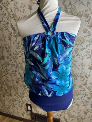 Traje de baño Carol Wior para mujer talla 4 6 traje de baño floral turquesa de una pieza Foto 1 de 4