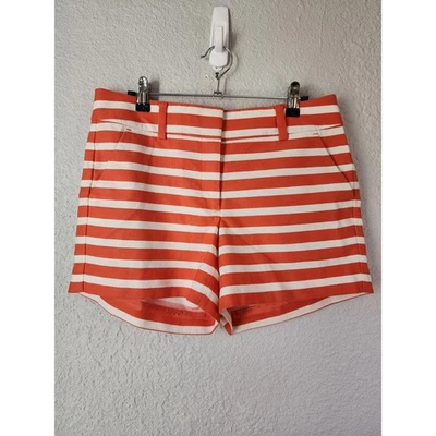 Ann Taylor Striped Shorts Coral White Size 6 High Waisted Pleated Front - Image 1 of 4
