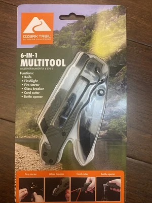 Ozark Trail 6 In 1 Multitool Knife-Flashlight-Fire Starter-Glass Breaker &More - Image 1 of 2