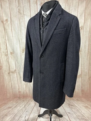 Ted Baker Mens XL Overcoat Coat Trench Wool Black Herringbone CAMBEAR Liner - Image 1 of 4