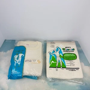 VTG 70s JC Penney Thermal Shirt Large and Pants NEW Old Stock Longsleeve Cotton - Picture 1 of 8