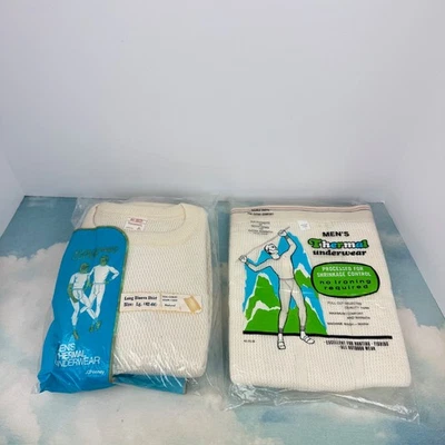 VTG 70s JC Penney Thermal Shirt Large and Pants NEW Old Stock Longsleeve Cotton - Image 1 of 4
