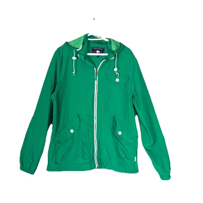 Penfield Green Hooded Windbreaker Jacket Full Zip Water Resistant Nylon Sz Large - Image 1 of 4