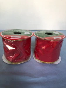 Menge 2 9' Draht Kanten rotes Band - Weihnachten Haus #G8 - Bild 1 von 2