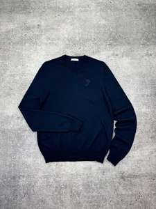 Vintage Gianni Versace Designer Casual V-Neck Blue Wool Sweater Jumper Y2K Men - Picture 1 of 16