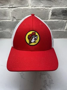 Buc-ees Red & White Mesh Trucker Cap With Embroidered Logo For Adults - Picture 1 of 5