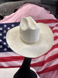 white straw cowboy hat 6 7/8 - Picture 1 of 15