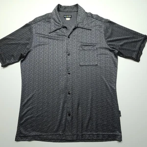 VTG BC Ethic Mens Shirt XL Black Gray Striped Specks Three Star Knits 90s Retro - Picture 1 of 15