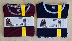 Neu mit Etikett Lands' End Damen 2-teiliges Pyjama-Set blau oder burgunder Größe S AUSWAHL - Bild 1 von 6