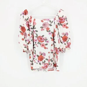 Blusa Candace Cameron Bure Estampado Floral Manga Abullonada Natural Cálida Para Mujer Talla S - Imagen 1 de 5