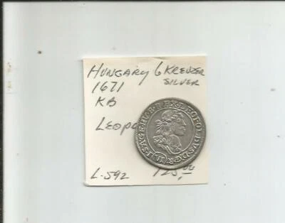 Hungary 6 kreuzer from 1671. HAMMERED SILVER.  King Leopold SHARP. XF+++ - Image 1 of 2