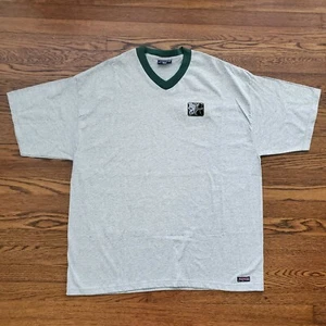 Vintage Cycling Jansport Gray T Shirt Mens 2XL Ringer Short Sleeve Tour V Neck - Picture 1 of 8