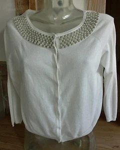 * DIVINA * feine Damenjacke, Gr. M weiß, Perlen, Strasssteine - Bild 1 von 11