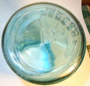 HTF VINTAGE OLD #13 BALL BLUE GLASS QUART 1923-1933 PERFECT MASON CANNING JAR - Picture 1 of 8