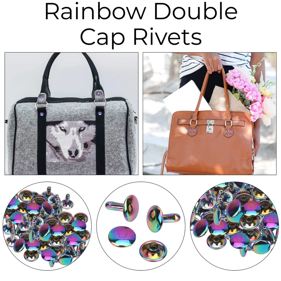 10pcs Arcobaleno Doppio Tappo Ottone Tubolare Rivetti per Cinture Pelle Arte Bag - Immagine 1 di 4