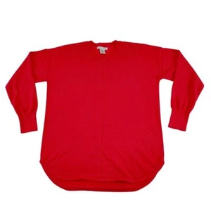Oversized Red Crewneck Sweater Size M Long Sleeve Curved Hem Pullover - Picture 1 of 9