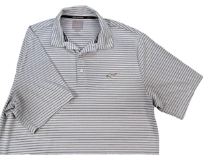 Camisa Greg Norman Hombres Gris Medio Rayas Jugar Seco Polo Golf Hombres Logo Tiburón - Imagen 1 de 17