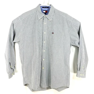 Camisa de vestir Tommy Hilfiger para hombre talla L vintage manga larga a rayas con botones Foto 1 de 4