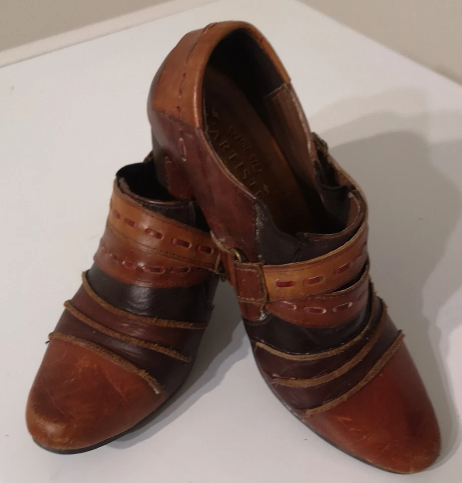 Spring Step L’Artiste Wondrous Multi Brown Leather Jewel Boots Womens 37/ 7 - Image 1 of 4