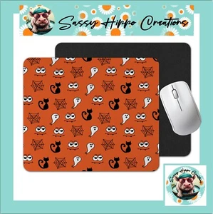 Mouse Pad Halloween Ghost Black Cat Spider Anti Slip Back Easy Clean Sublimated - Picture 1 of 4