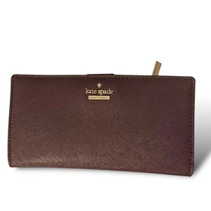 Portafoglio Kate Spade Cameron Street grande sottile Stacy bifold legno ciliegio ottimo - Foto 1 di 7