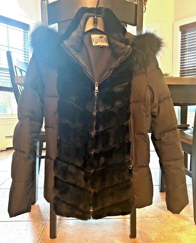 Blue Duck Black Mixed Media Fur and Down Feather Coat - Image 1 of 4