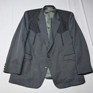 Circle S 50R Gray USA Made Western Yoke Mens Blazer Sport Coat Suit Jacket - Picture 1 of 12