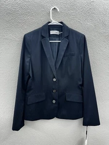 Calvin Klein Womens Blazer Size 8 Blue Pinstripe NWTs Three Button Up - Picture 1 of 14