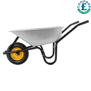 TOUGH MASTER Wheelbarrow 100L Heavy Duty Galvanised Tray 16" Pneumatic Tyre - Picture 1 of 3