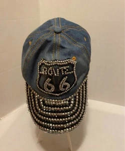 Route 66 Ballcap with Bling Denium - Picture 1 of 1