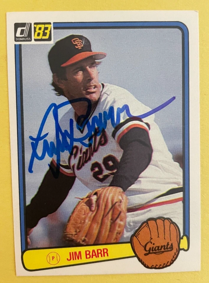 SIGNED  JIM BARR 1983 DONRUSS BASEBALL CARD AUTOGRAPH - ANGELS - Image 1 of 2