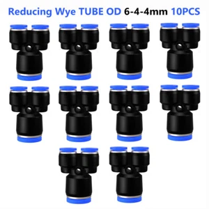 Pneumatic Push to Connect Fitting Y-Shape Reducer Union Tube OD 6-4-4mm 10PCS - Picture 1 of 8