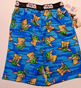 Star Wars The Mandalorian a Baby Yoda Sleep Shorts - Boys Size 6-8 - Picture 1 of 5