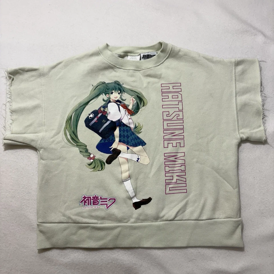 ZARA Girl’s Size 9 Hatsune Miku Short Sleeve Sweatshirt Crewneck Top Vocaloid - Image 1 of 4