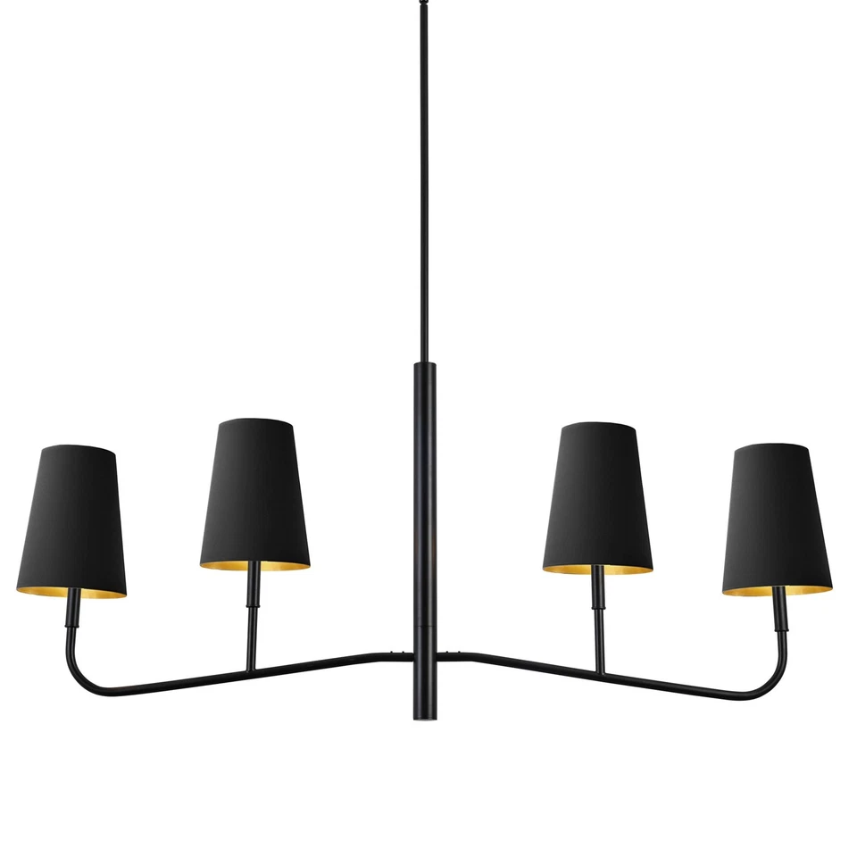 Lámpara de araña lineal Dainolite ELN-534HC Eleanor 4 luces 53" W - negra Foto 1 de 4