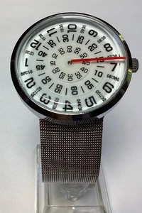 Paidu Turntable Dial Watch Silver Black and White Mesh Band New Battery - Picture 1 of 8