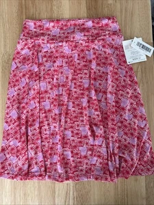 LuLaRoe Kids Azure Skirt Girls Sz 10 Pink Geometric Floral Pull On A-Line NWT! - Picture 1 of 5