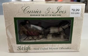 2000 Currier & Ives Museum Of The City Of New York Sleigh Christmas Village - Picture 1 of 2