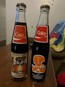Coke Bottles (1) coke Auburn 1983 sec champions and (1) coke VOIS 1985 southeas - Picture 1 of 2
