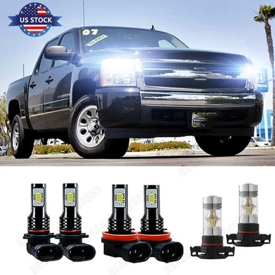 For Chevy Silverado 1500 2007-2015  6x 6000K LED Headlight Hi/Lo&Fog Bulbs Kit - Image 1 of 4