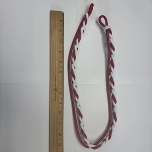Rot und weiß Schulter Seil - 1 Zopf 1 rote Schlaufe - Ehrengarde - 14" - Made in USA - Bild 1 von 3