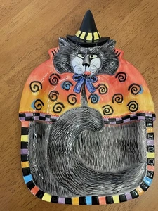 Fitz & Floyd Halloween Ceramic “Kitty Witches” Cat Snack Plate 7” X 10” EUC - Picture 1 of 3