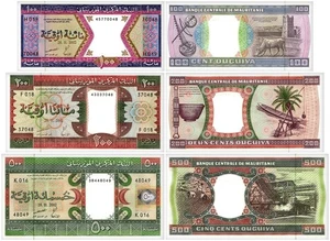 Mauritania 100-500 Ouguiya Set di 3 pezzi, 2002, P-4-8, UNC - Foto 1 di 4