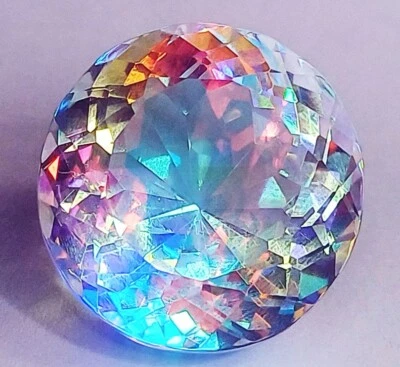 Mystic Quartz In Rainbow Color 46.40 Ct Round Shape Loose Gemstone Certified - Image 1 of 4