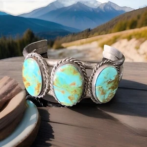 Norman Lee Navajo Türkis Sterlingsilber Armband Manschette Indianer Zierlich - Bild 1 von 11