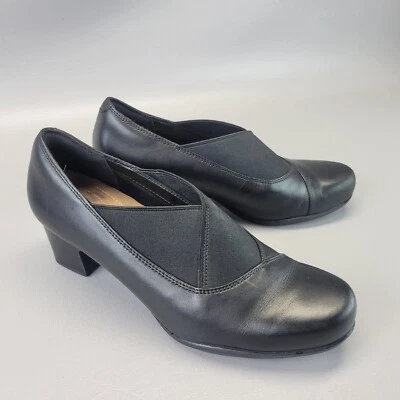 Женские черные кожаные туфли-лодочки Clarks Artisan Rosalyn Olivia 9,5 М на каблуках - Изображение 1 из 4