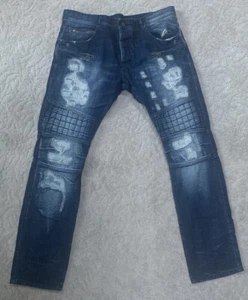 Rockstar Original RSM 210 Fen Vintage Distressed Quilted Zip Gr. 36 Herren Jeans - Bild 1 von 12