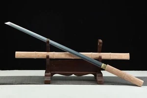 Ninja Japanese Samurai Shirasaya Straight Sword Katana Clay Tempered T10 Steel - Picture 1 of 9