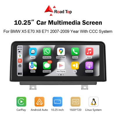 10.25'' Android Auto CarPlay Car TouchScreen For BMW X5 E70 X6 E71 CCC 2007-2010 - Image 1 of 4